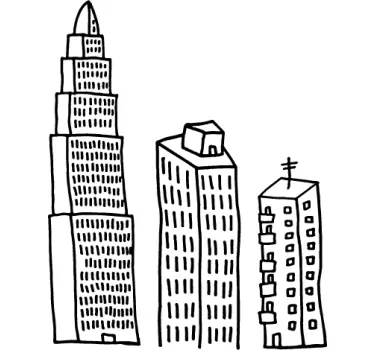 Hochhaus Comic Aufkleber - TenStickers