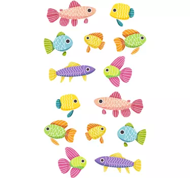 Kinder Wandtattoo Farbenfrohe Fische - TenStickers