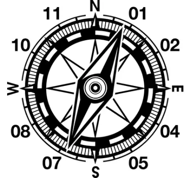 Kompass Uhr Wandtattoo Maritim - TenStickers