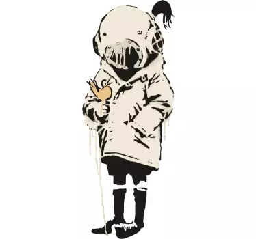 Mädchen mit Vogel Banksy Wandaufkleber - TenStickers