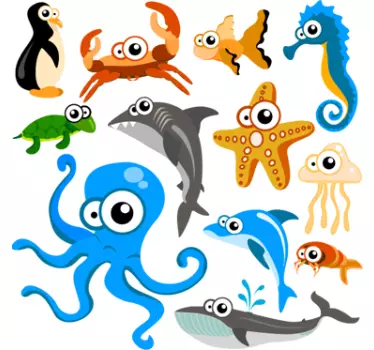 Meerestiere Comic Aufkleber - TenStickers
