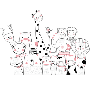 Minimalistische Tierzeichnung Kopfteil Wandtattoo - TenStickers