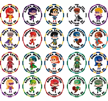 Namensaufkleber Schule Set Figuren - TenStickers