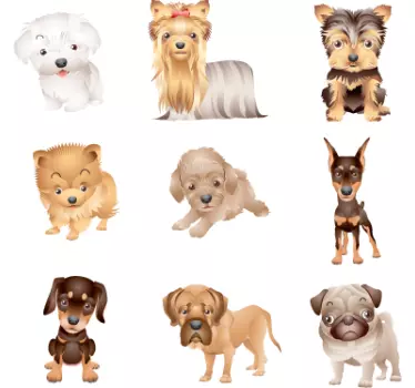 Neun Hunde Aufkleber - TenStickers