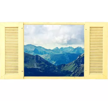 Wandtattoo Wohnzimmer Berge Fensterblick - TenStickers