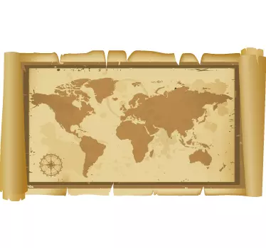 Pergament Wandtattoo Weltkarte - TenStickers