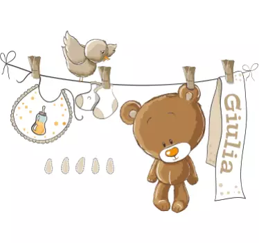 Personalisierbare Wäscheleine Wandtattoo - TenStickers
