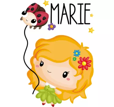 Personalisierbares Marienkäfer Kind Illustration Wandtattoo - TenStickers