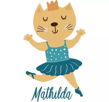 Personalisierte ballerina katze aufkleber wanddekoration - TenStickers