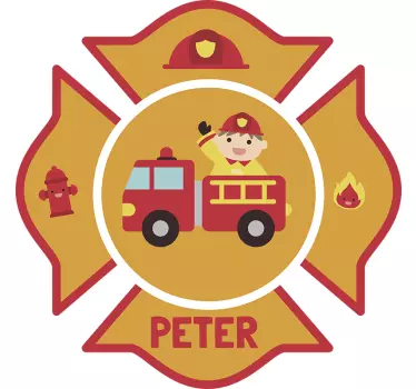 Personalisiertes kinder feuerwehr wandtattoo - TenStickers