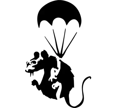 Ratte mit Fallschirm Silhouette Wandaufkleber - TenStickers