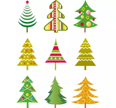Sticker Set Weihnachtsbäume - TenStickers