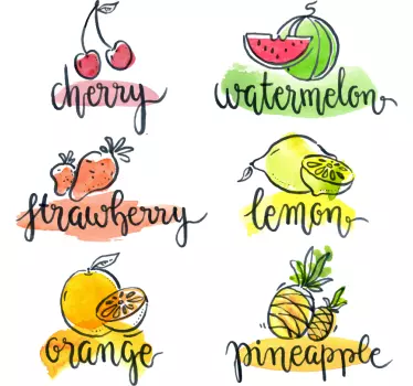 Wandtattoo Küche Früchte Namen Beschriftung - TenStickers