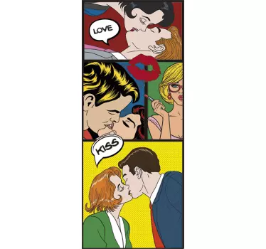 Origineller Türaufkleber Pop Art Paar Love - TenStickers