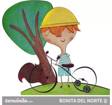 Wandtattoo Junge mit Fahrrad - TenStickers