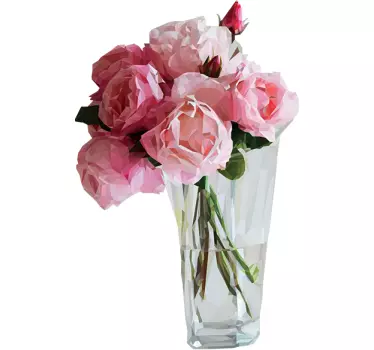 Wanddtattoo polygoniale Rosen im Glas - TenStickers