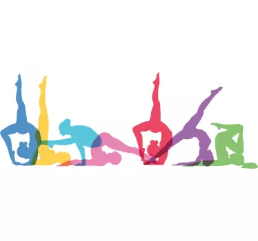 Yoga Übungen Silhouetten Bordüre selbstklebend - TenStickers