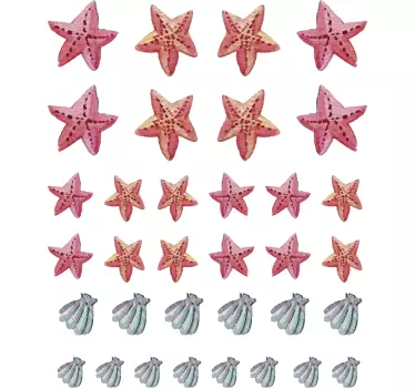 Wandtattoo maritim Badezimmer Seesterne Muscheln - TenStickers