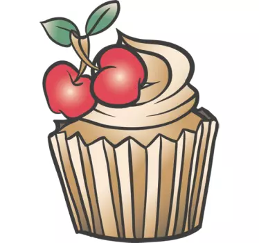 Wandtattoo Küche Cupcake mit Kirsche - TenStickers