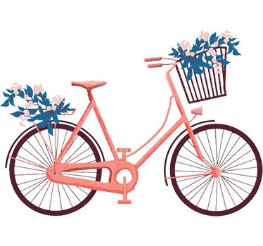 Wandtattoo Fahrrad mit Blumen - TenStickers