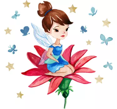 Wandtattoo Fee auf Blume - TenStickers