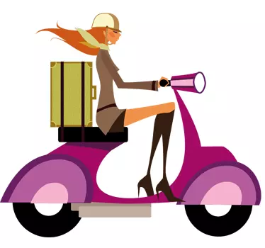 Wandtattoo Frau auf Vespa - TenStickers