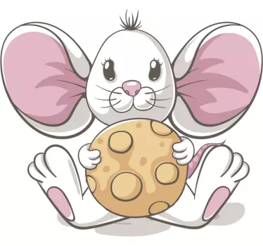 Wandtattoo Zeichnung Maus mit Keks - TenStickers