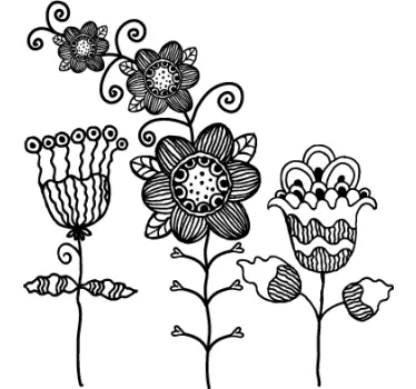 Wandtattoo gemalte Blumen - TenStickers