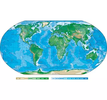 Wandtattoo Schlafzimmer Weltkarte geographisch - TenStickers