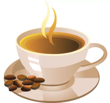 Wandtattoo Kaffeetasse und Kaffebohnen - TenStickers