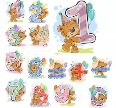 Wandtattoo Kinder Tiere Zahlen - TenStickers