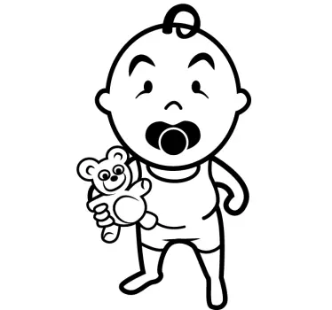 Wandtattoo Kinderzimmer Baby mit Teddy - TenStickers