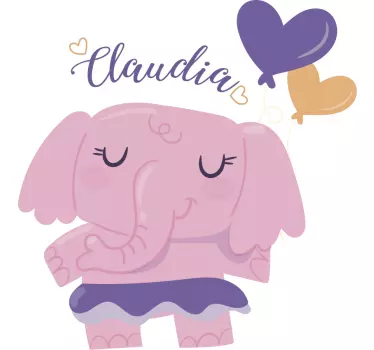 Wandtattoo Kinderzimmer personalisierter süßer elefant - TenStickers