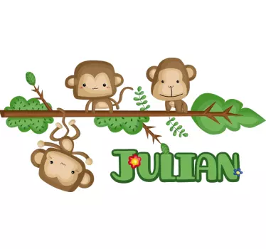 Wandtattoo Kinderzimmer verspielte affenfamilie - TenStickers