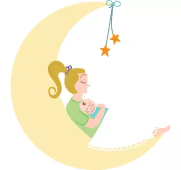 Wandtattoo Mama und Baby und Mond - TenStickers