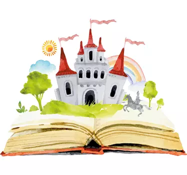 Wandtattoo Kinderzimmer Märchenbuch mit Schloss - TenStickers