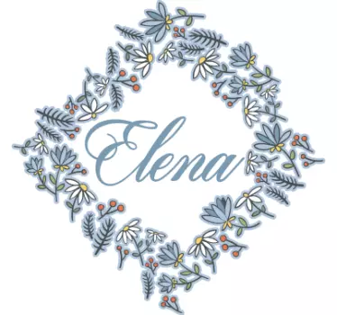 Wandtattoo Wohnzimmer mit personalisierbarer Blumenkranz - TenStickers