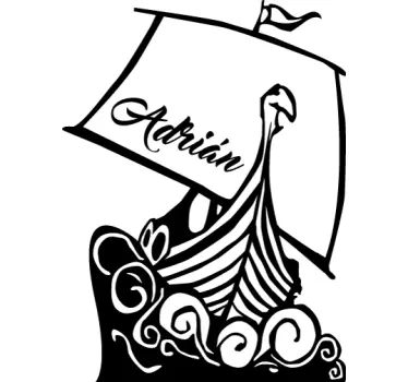 Wandtattoo personalisierbares Wikingerboot - TenStickers