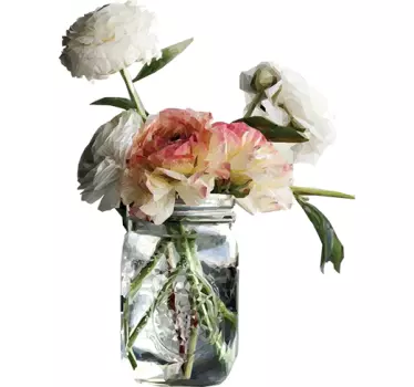 Wandtattoo polygonaler Blumenstrauß im Glas - TenStickers