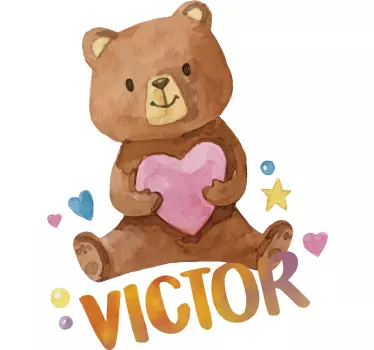 Personalisierter Aufkleber Teddybär mit Namen - TenStickers