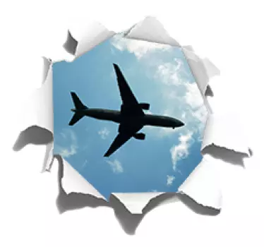 Wandtattoo Jugendzimmer visueller Effekt Flugzeug am Himmel - TenStickers