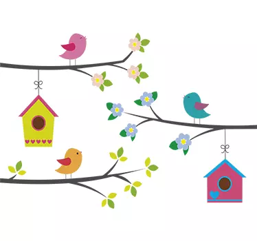 Wandtattoo Vogel und Vogelhaus - TenStickers