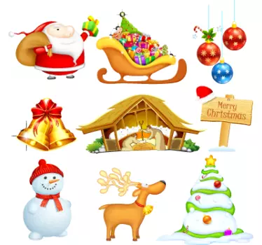Wandtattoo Weihnachtselemente - TenStickers