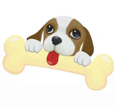 Welpe mit Knochen Aufkleber - TenStickers