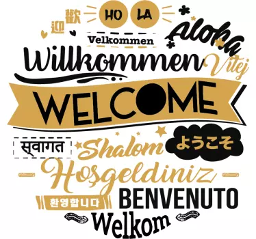 Willkommen verschiedene Sprachen Text Wandaufkleber - TenStickers