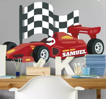 Wandtattoo Kinderzimmer Rennauto mit Namen - TenStickers