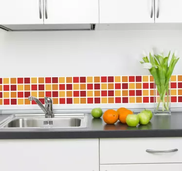 Fliesenaufkleber Bordüre rot-gelb - TenStickers