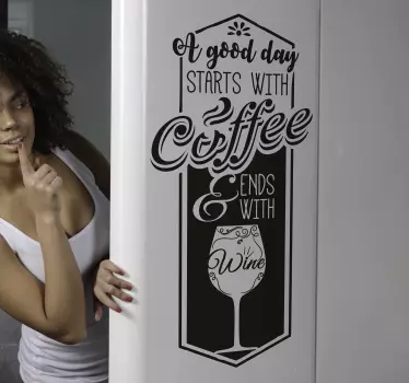 Kaffee und Wein Zitat Wandtattoo - TenStickers