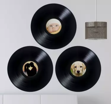 Wandtattoo Wohnzimmer personalisierte Schallplatten - TenStickers