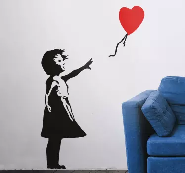 Wandtattoo Schlafzimmer Banksy Mädchen mit Herzluftballon - TenStickers